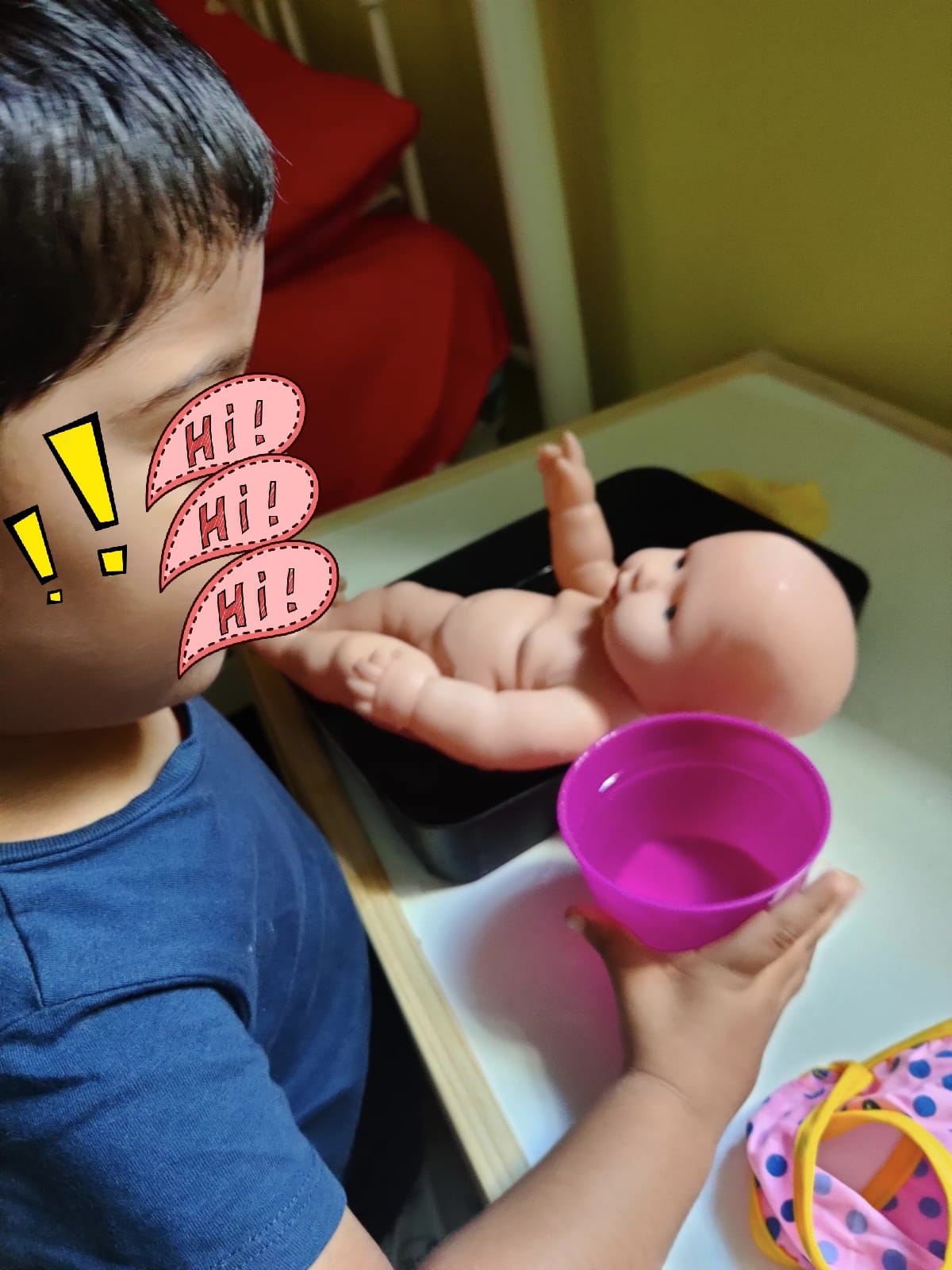 I love 💕 doing pretend play. Our little charm enjoying the activity that promotes vocabulary development, prelinguistic skills ( Eye contact, attention, sitting). ❤️❤️